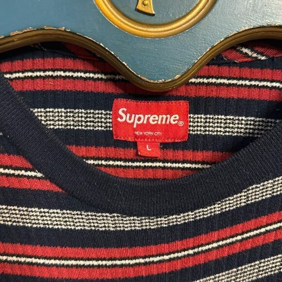 FW17 Supreme Classic Logo Striped Shirt - L - Picture 3 of 4